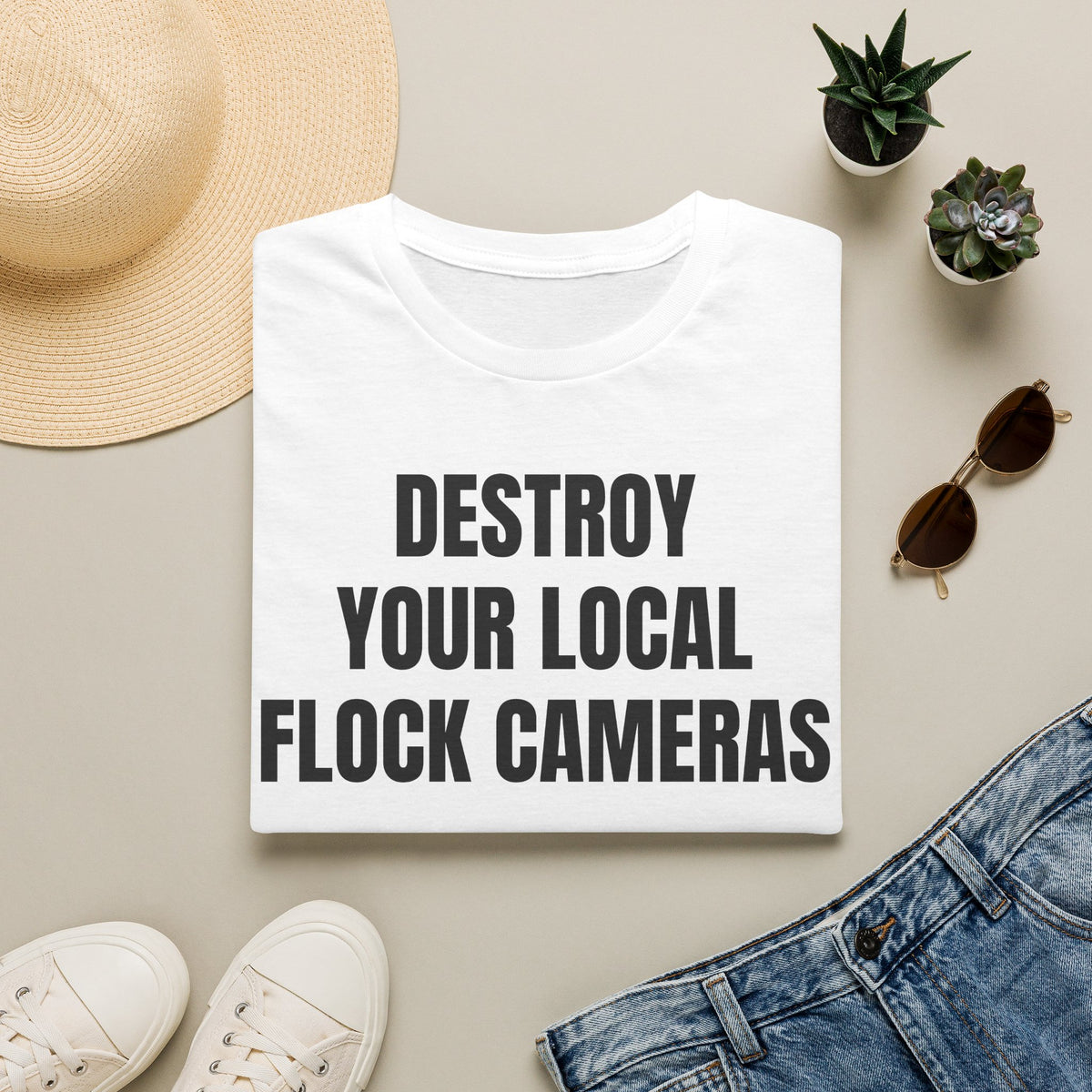Graphic Tee — "Destroy Your Local Flock Cameras" Statement Shirt